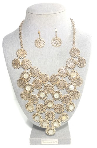 Gold bib statement necklace - bib,