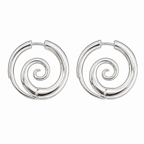 Women silver gold spiral hoop - spiral,